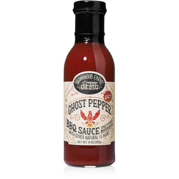 Brownwood Farms Ghost Pepper Spicy Hot Bourbon BBQ Sauce Gluten Free 14 Ounces