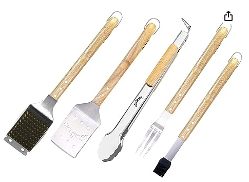 Jim Beam 5 Piece Stainless Steel BBQ Grilling Tools