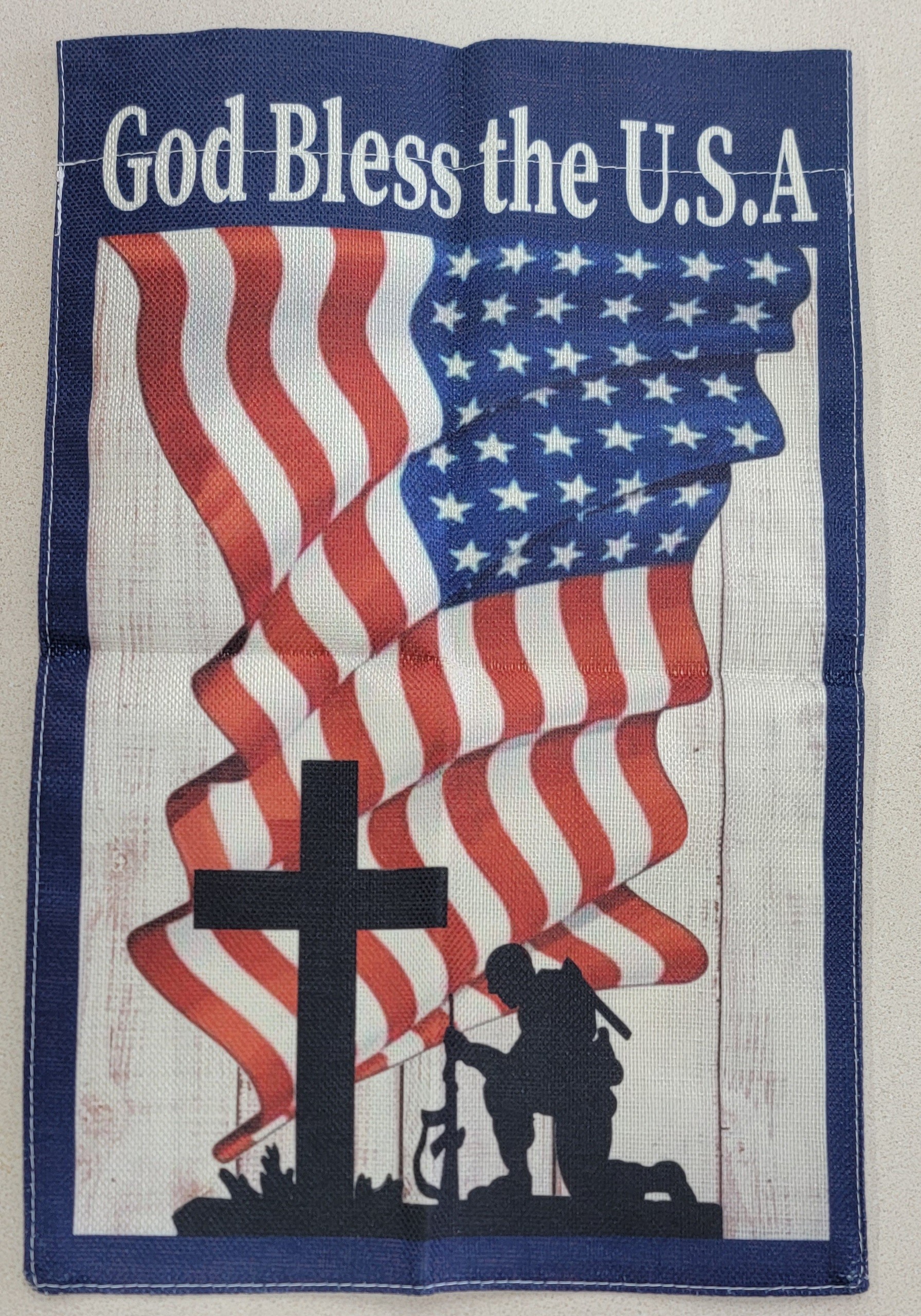 Flags - God Bless USA Cross Soldier Garden Flag