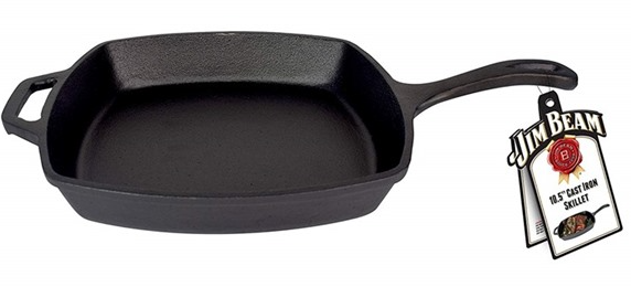 Jim Beam 10.5" Cast Iron Skillet Square